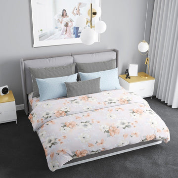 Floral Coral Blush - 300 TC Super King Double Bedsheet - Tribo By Trenton - Trenton