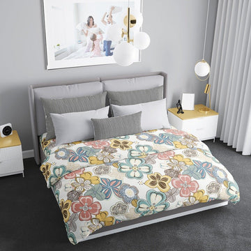 Floral Coral Blush - 300 TC Super King Double Bedsheet - Tribo By Trenton - Trenton