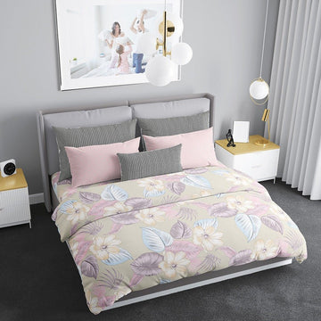 Floral Coral Blush - 300 TC Super King Double Bedsheet - Tribo By Trenton - Trenton