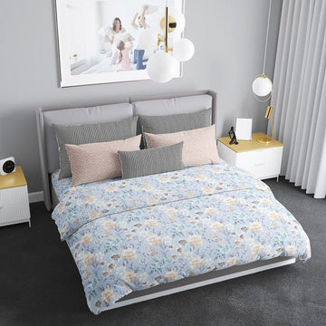 Floral Coral Blush - 300 TC Super King Double Bedsheet - Tribo By Trenton - Trenton