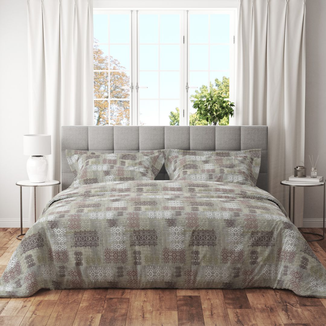Trenton 200 TC Cotton Super King Double Bedsheet With Two Pillow Covers (270X270 Cms) - Trenton