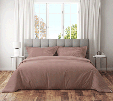Trenton Plain 300 TC Cotton Blend Super King Plain Stripes Double Bedsheet With Two Pillow Covers (270X270 Cms) - Trenton