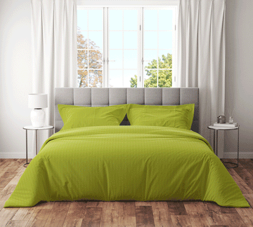 Trenton Plain 300 TC Cotton Blend Super King Plain Stripes Double Bedsheet With Two Pillow Covers (270X270 Cms) - Trenton
