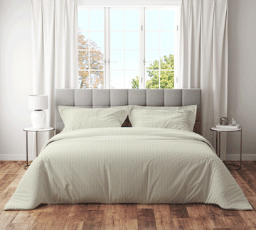 Trenton Plain 300 TC Cotton Blend Super King Plain Stripes Double Bedsheet With Two Pillow Covers (270X270 Cms) - Trenton