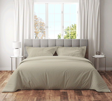 Trenton Plain 300 TC Cotton Blend Super King Plain Stripes Double Bedsheet With Two Pillow Covers (270X270 Cms) - Trenton
