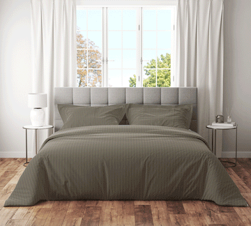 Trenton Plain 300 TC Cotton Blend Super King Plain Stripes Double Bedsheet With Two Pillow Covers (270X270 Cms) - Trenton