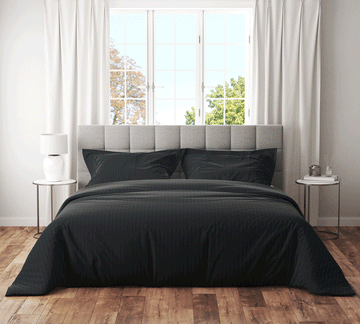 Trenton Plain 300 TC Cotton Blend Super King Plain Stripes Double Bedsheet With Two Pillow Covers (270X270 Cms) - Trenton
