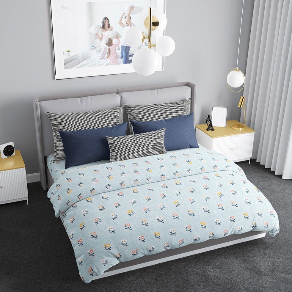 Floral Coral Blush - 300 TC Super King Double Bedsheet - Tribo By Trenton - Trenton