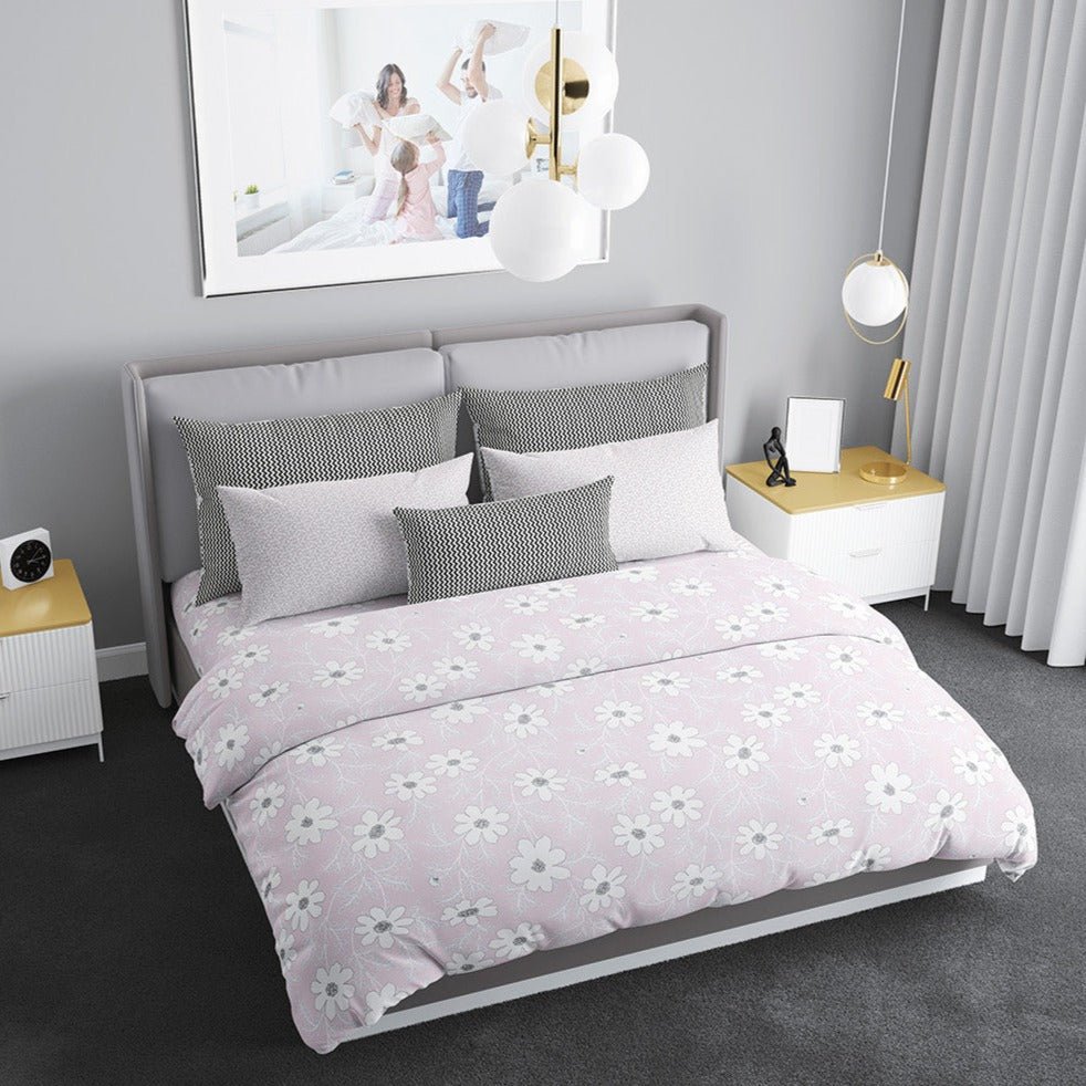 Floral Coral Blush - Celestial Rose Gold 300 TC Super King Double Bedsheet - Tribo By Trenton - Trenton