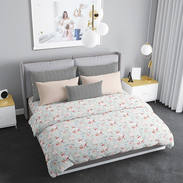 Floral Coral Blush - Celestial Rose Gold 300 TC Super King Double Bedsheet - Tribo By Trenton - Trenton