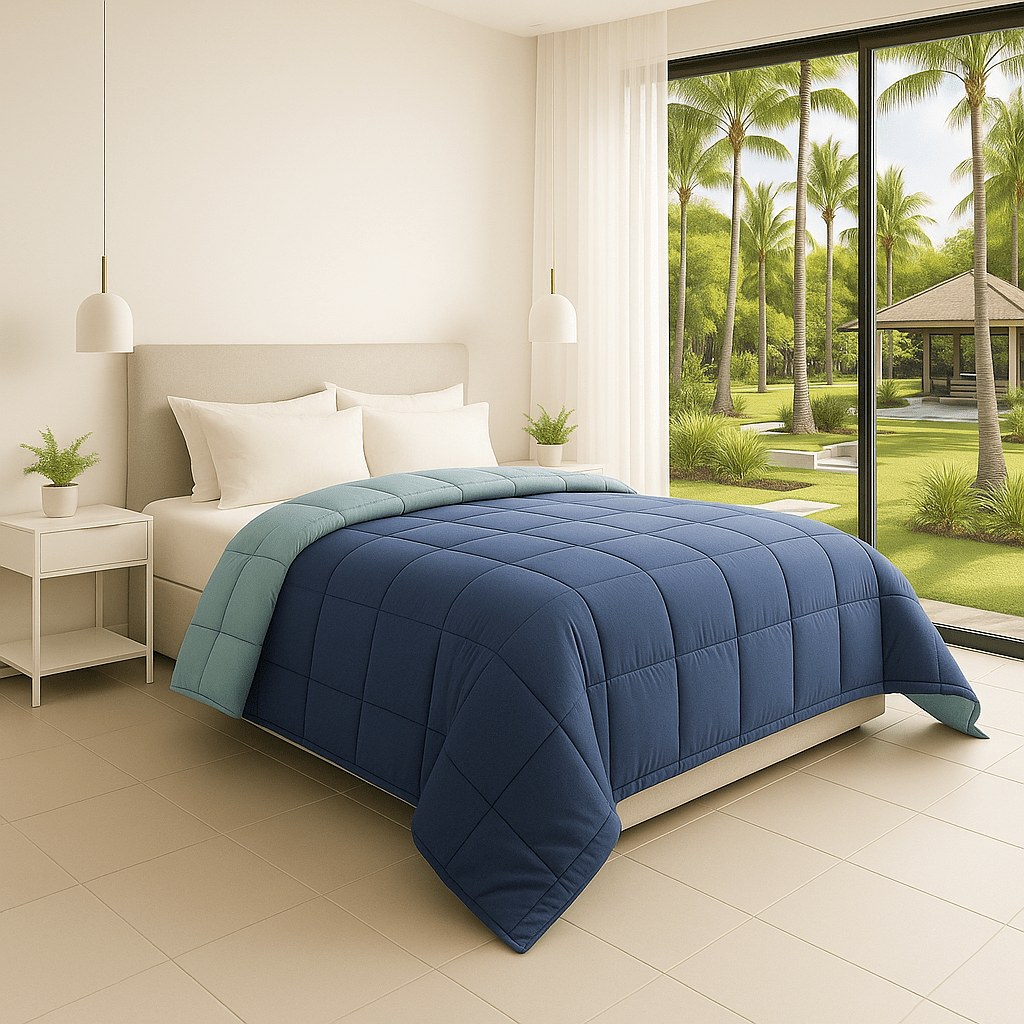 Trenton Midnight Comforter | Reversible, | 220 GSM | Double Bed 100x90 Inch | Ultra Soft AC Quilt - Trenton